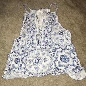 Blue and white tank top size small